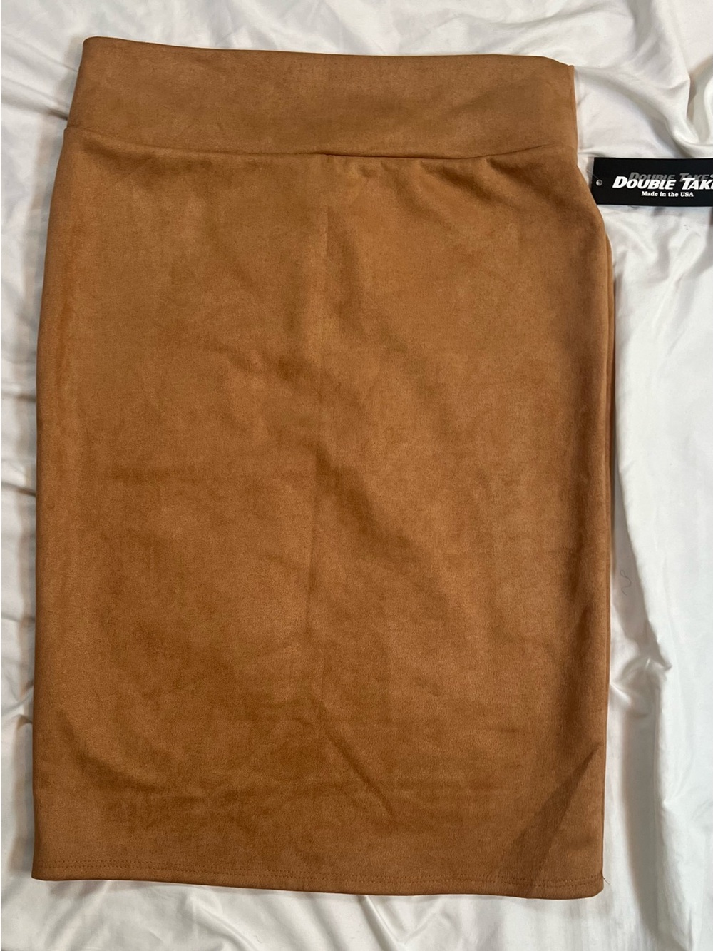 NWT Suede-Look Camel Pencil Skirt